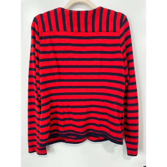 Cabi 224 Yacht Club Blazer Red Navy StripedJacket Knit Women Large Cotton Anchor - Picture 2 of 8